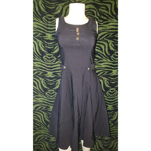 Living Dead Souls Dresses & Skirts - Black pin up rockabilly leopard buttons dress